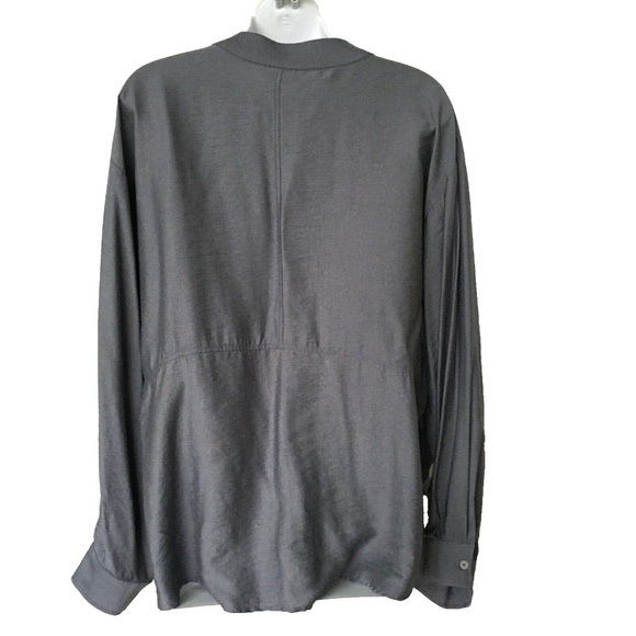 La Mine Dor Blouse Gray Long Sleeve Pop Over Top Split Sides Loose Fitting XL - Picture 4 of 5